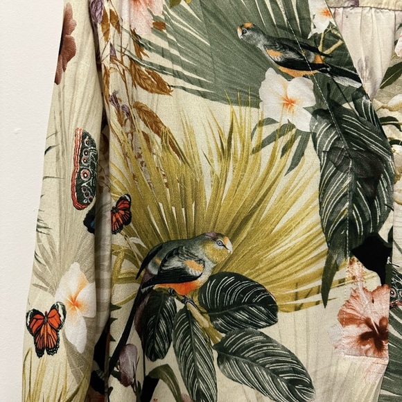 H&M Tropical Print Mini Dress Tunic with Mandarin Collar Sz 10 - Picture 3 of 7